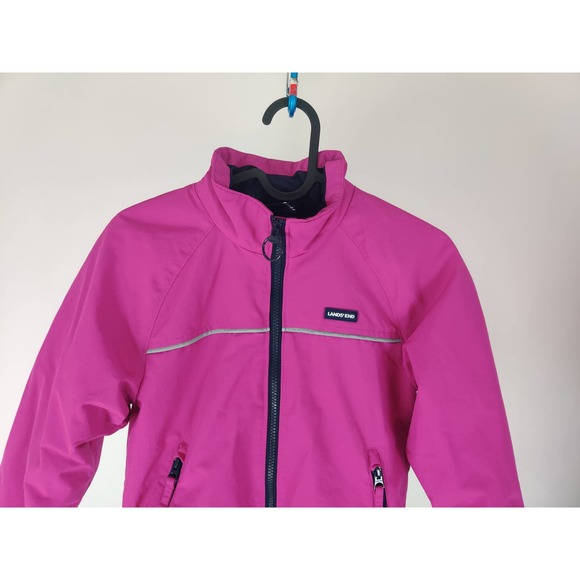 (V) Lands' End kids girl jacket winter puffy warm winter fuchsia sz S (8) - Picture 7 of 12